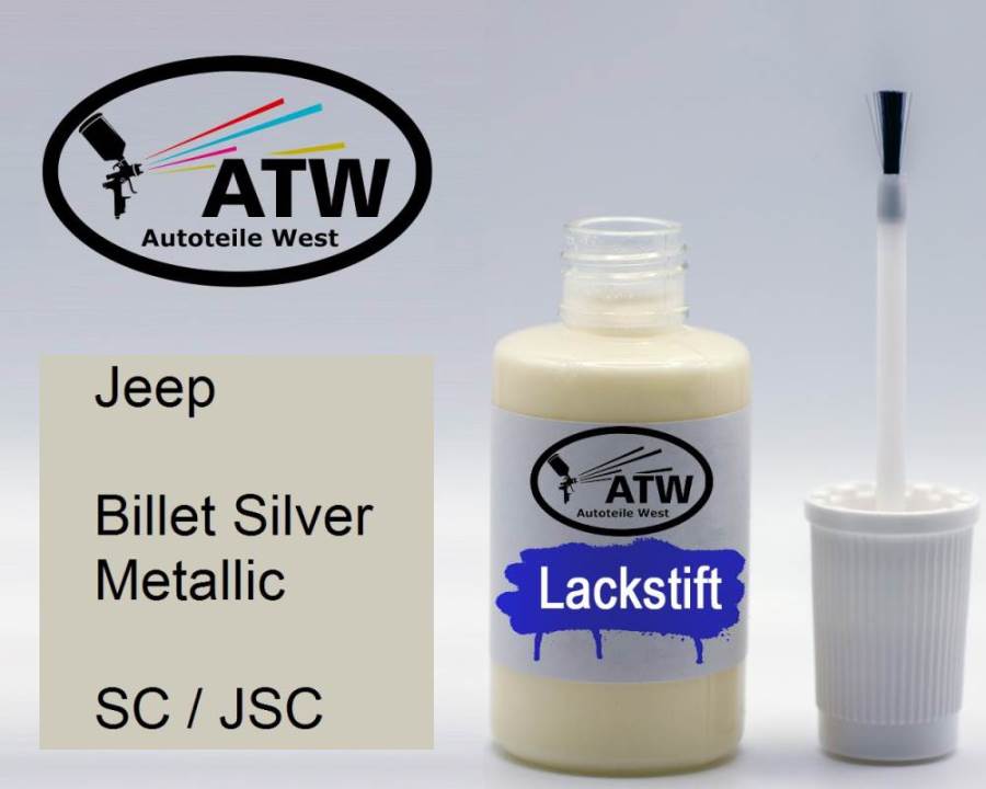 Jeep, Billet Silver Metallic, SC / JSC: 20ml Lackstift, von ATW Autoteile West.